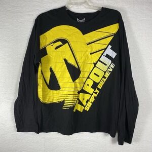 TapOut Men's Shirt Simply Believe Yellow Logo Black Long Sleeve Sz 2XL